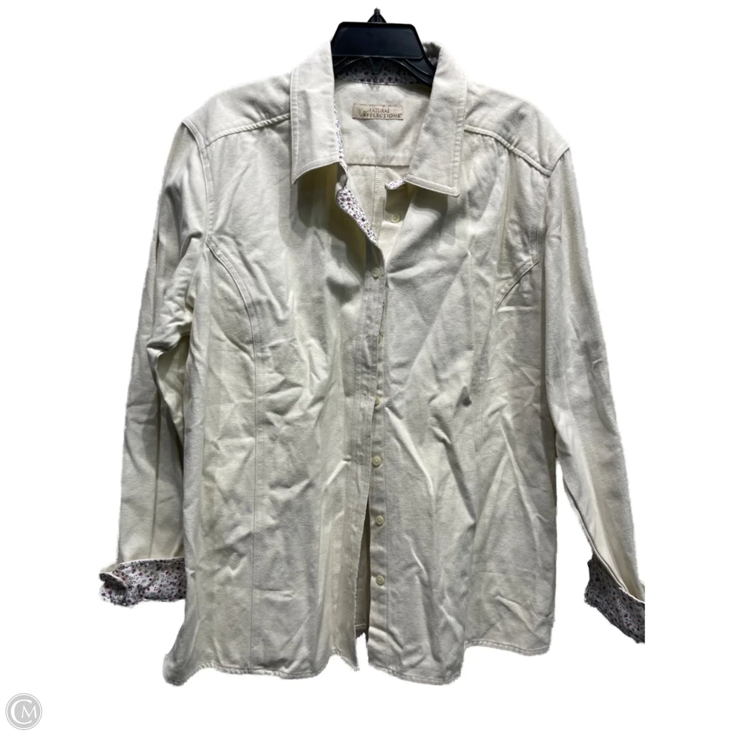 Top Long Sleeve By Natural Reflections In Cream, Size: 2x