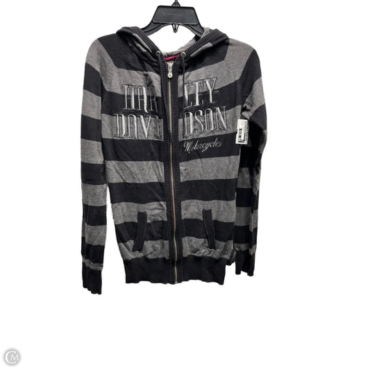 Sweatshirt Hoodie By Harley Davidson In Black & Grey, Size: M