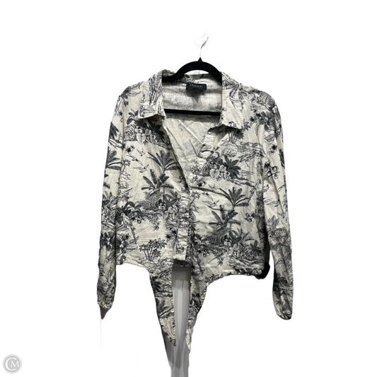 Top Long Sleeve By Tahari In Black & Cream, Size: L