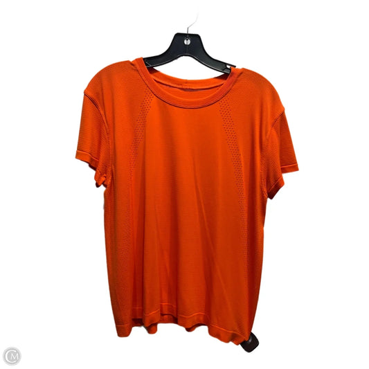 Athletic Top Short Sleeve By Lululemon In Orange, Size: M