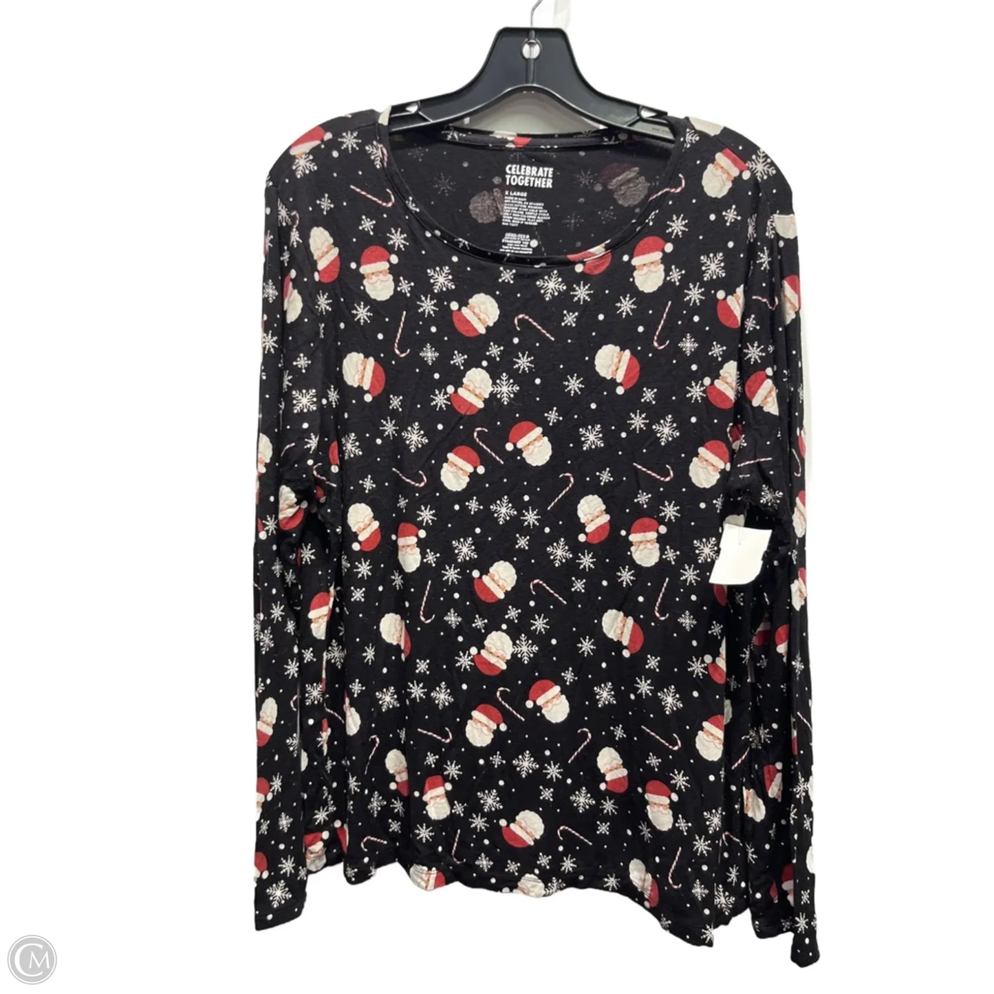 Top Long Sleeve Basic By Celebrate Together In Black & Red, Size: Xl