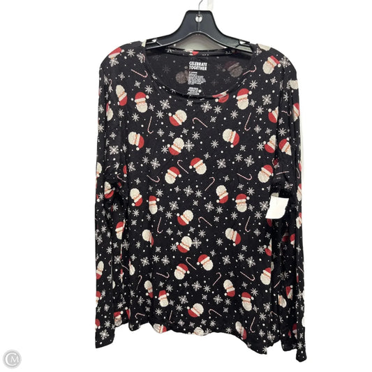 Top Long Sleeve Basic By Celebrate Together In Black & Red, Size: Xl