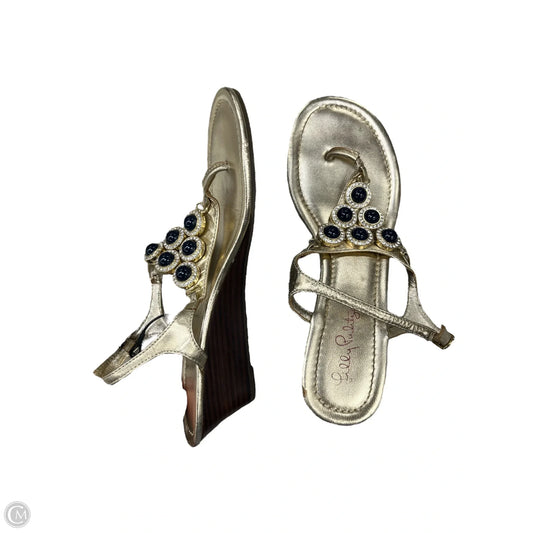 Sandals Designer By Lilly Pulitzer In Gold, Size: 7