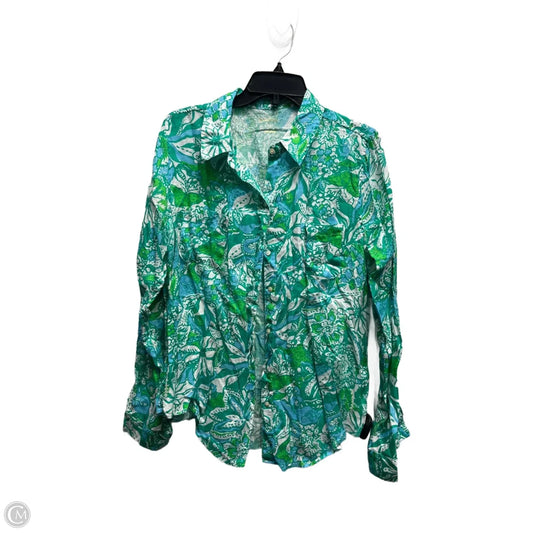 Top Long Sleeve Designer By Lilly Pulitzer In Blue & Green, Size: L