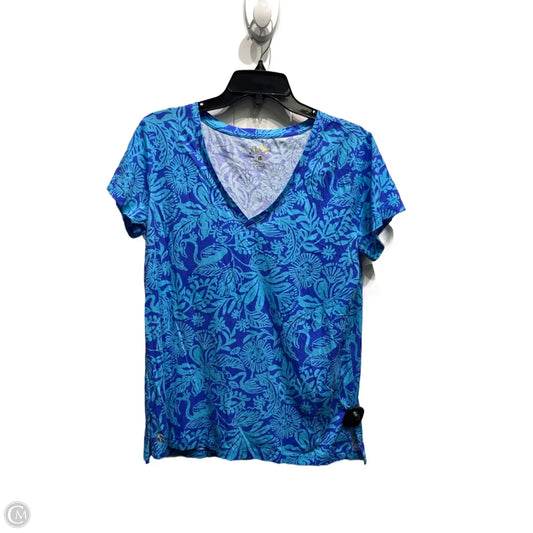 Top Short Sleeve Designer By Lilly Pulitzer In Blue, Size: L