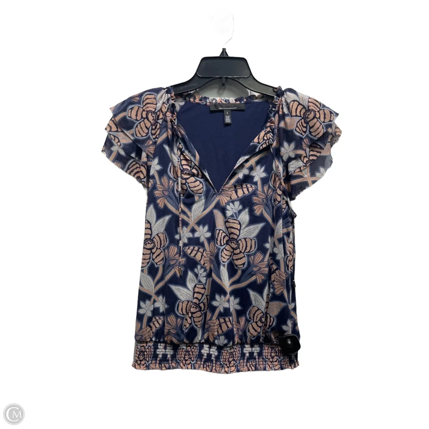 Top Short Sleeve By White House Black Market In Blue & Tan, Size: S