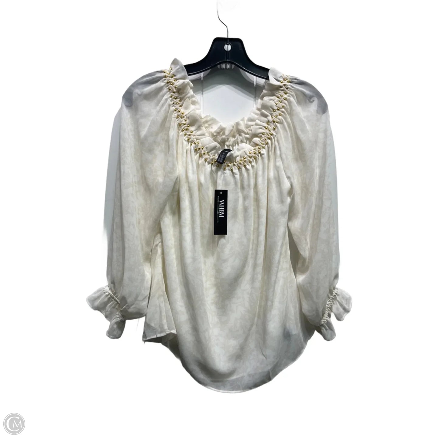 Blouse Long Sleeve By White House Black Market In Cream, Size: S