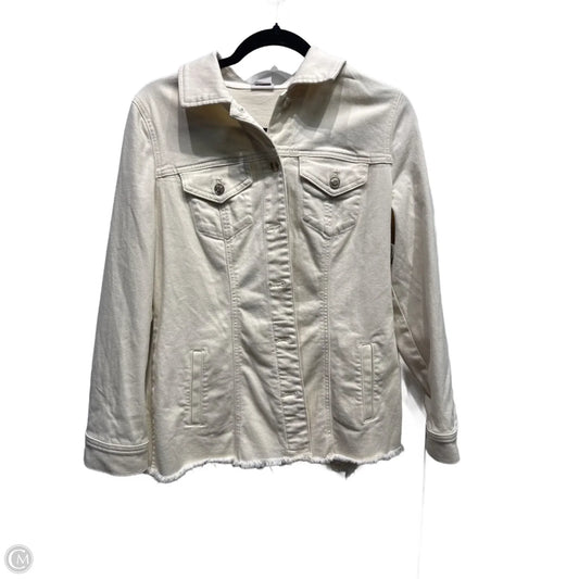 Jacket Denim By Chicos In Cream Denim, Size: M