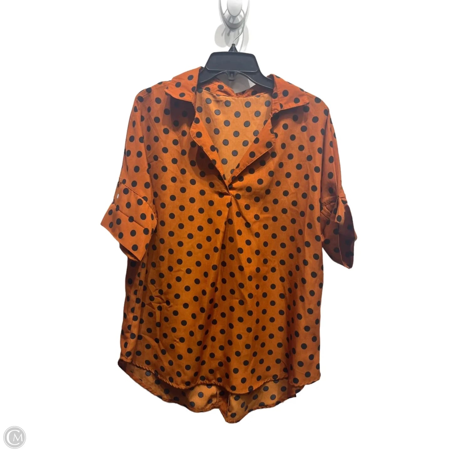 Top Short Sleeve By Amazon Essentials In Black & Orange, Size: M