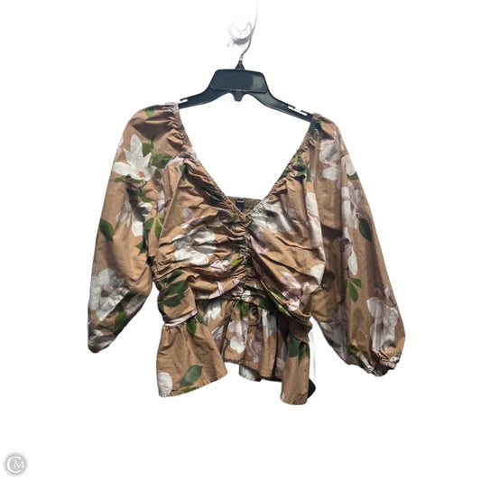 Top Long Sleeve By Express In Brown & Green, Size: Xl