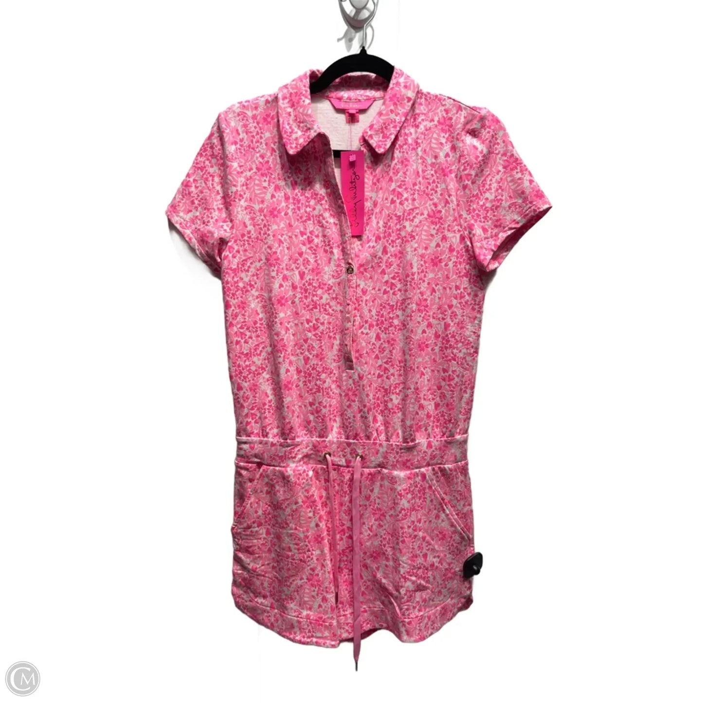 Romper Designer By Lilly Pulitzer In Pink & White, Size: S