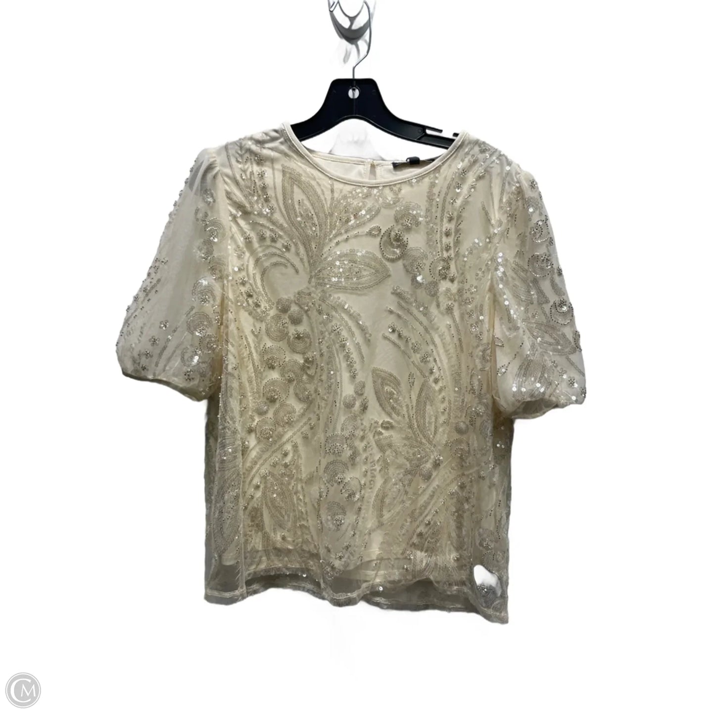 Blouse Short Sleeve By Adrianna Papell In Cream, Size: M