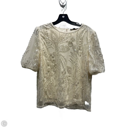 Blouse Short Sleeve By Adrianna Papell In Cream, Size: M