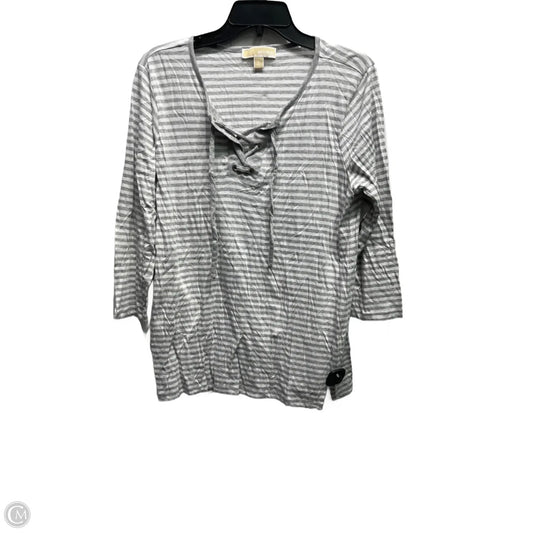Top Long Sleeve By Michael By Michael Kors In Grey & White, Size: Xl