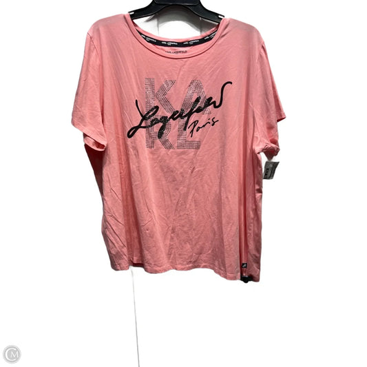 Top Short Sleeve Designer By Karl Lagerfeld In Pink, Size: 2x