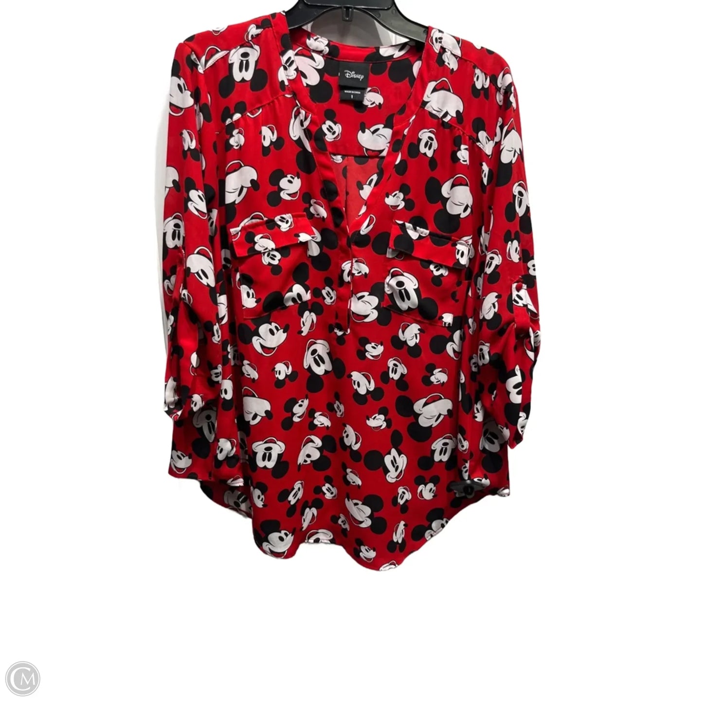 Top Long Sleeve By Disney In Black & Red, Size: 1x