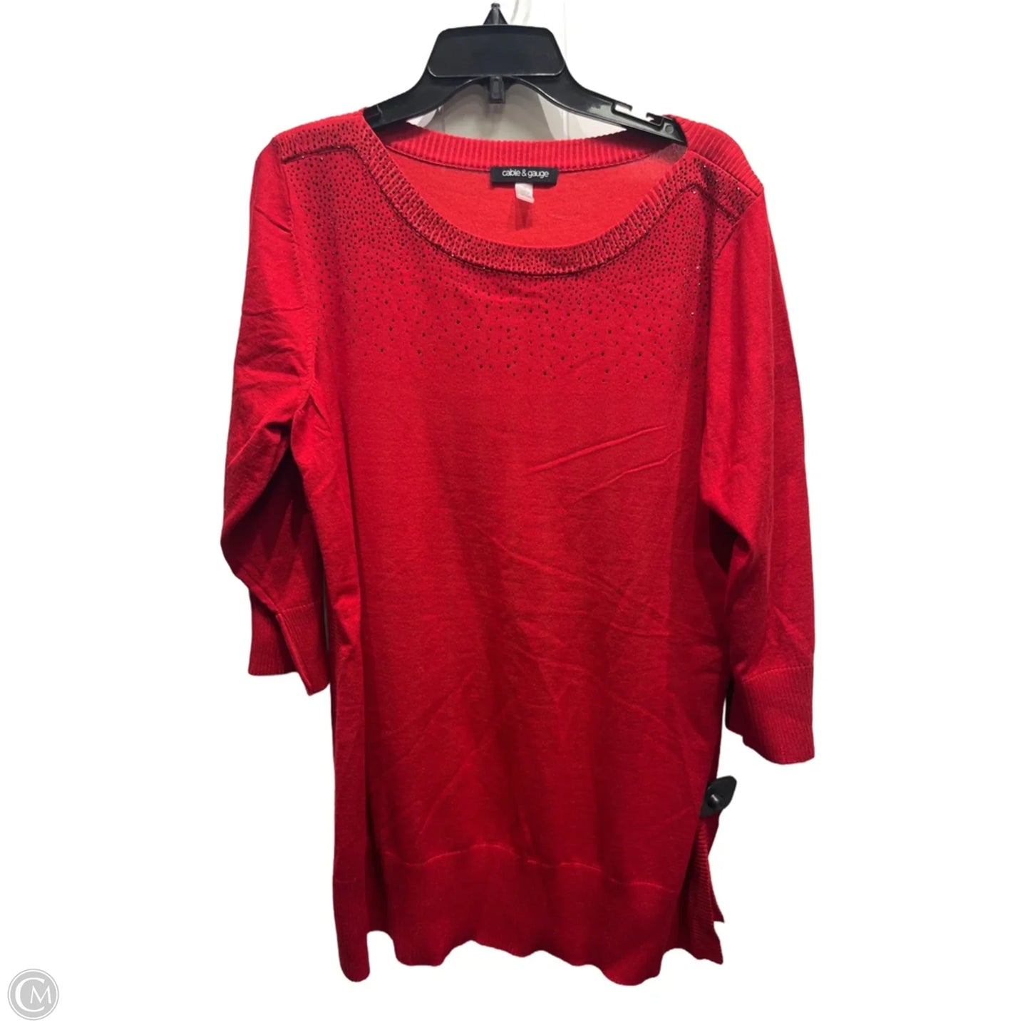 Sweater By Cable And Gauge In Red, Size: 1x