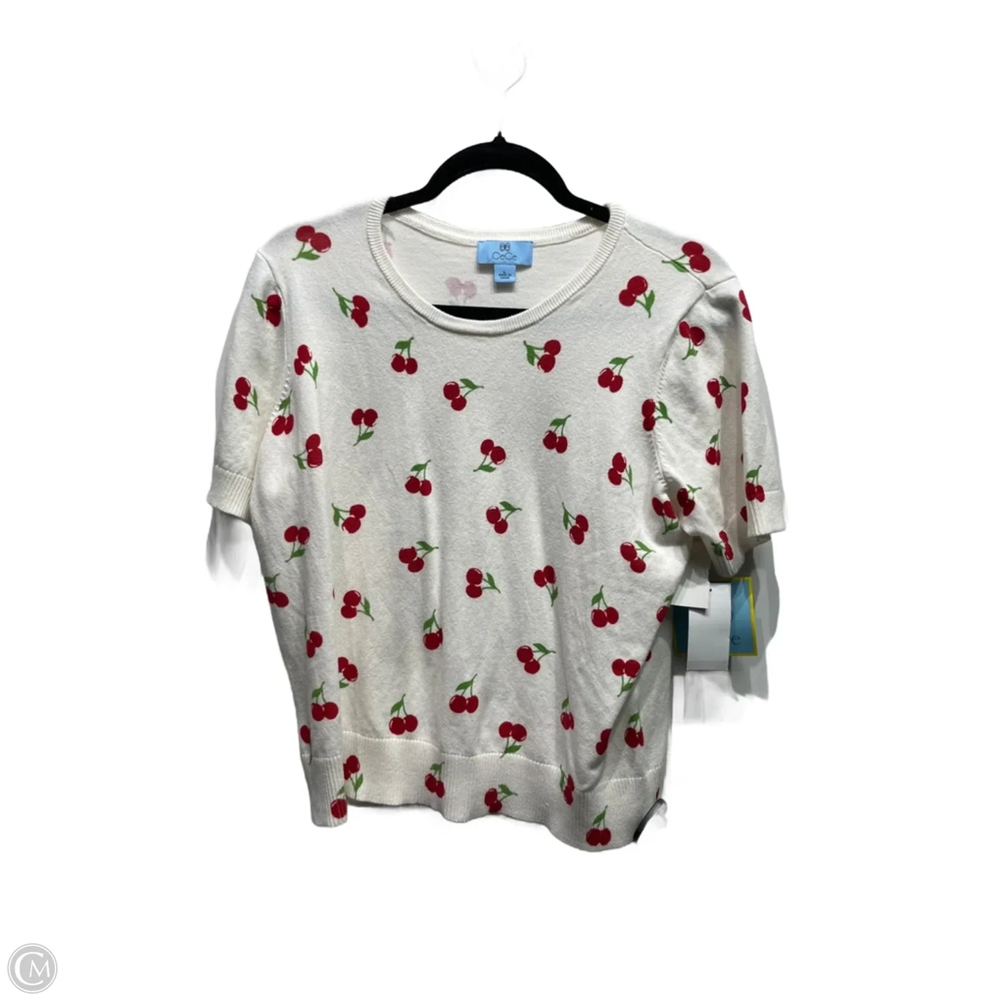 Top Short Sleeve By Cece In Red & White, Size: L