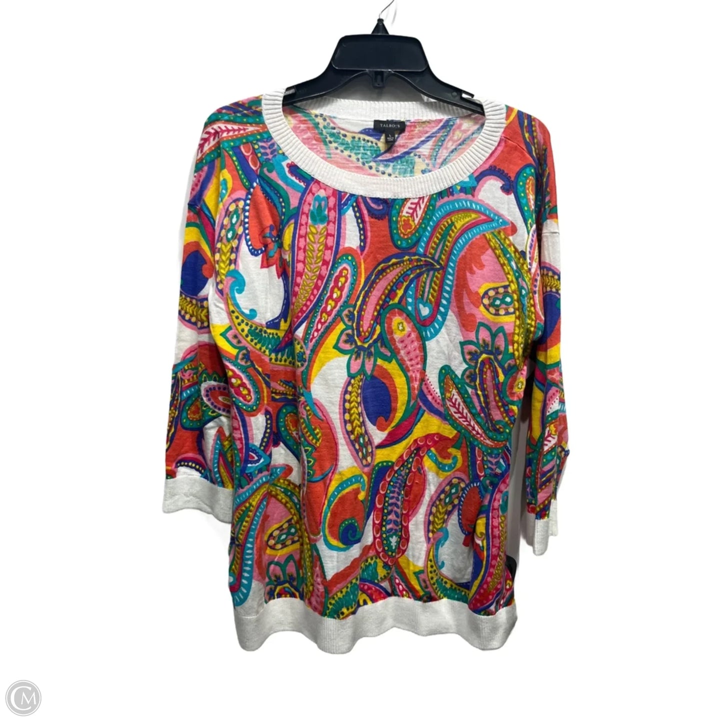 Sweater By Talbots In Blue & Pink, Size: L