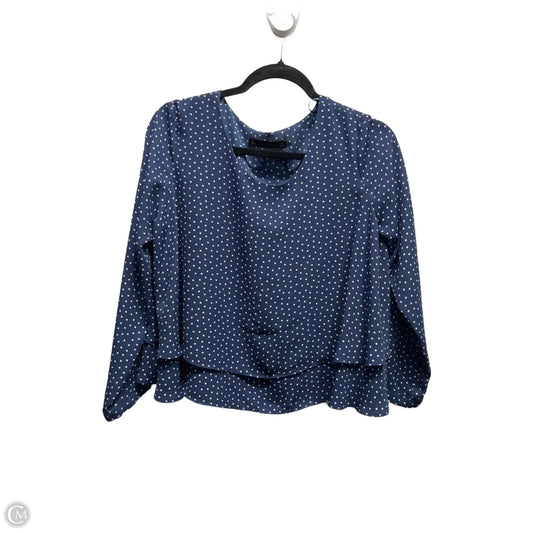Top Long Sleeve By Zara Basic In Blue & White, Size: L