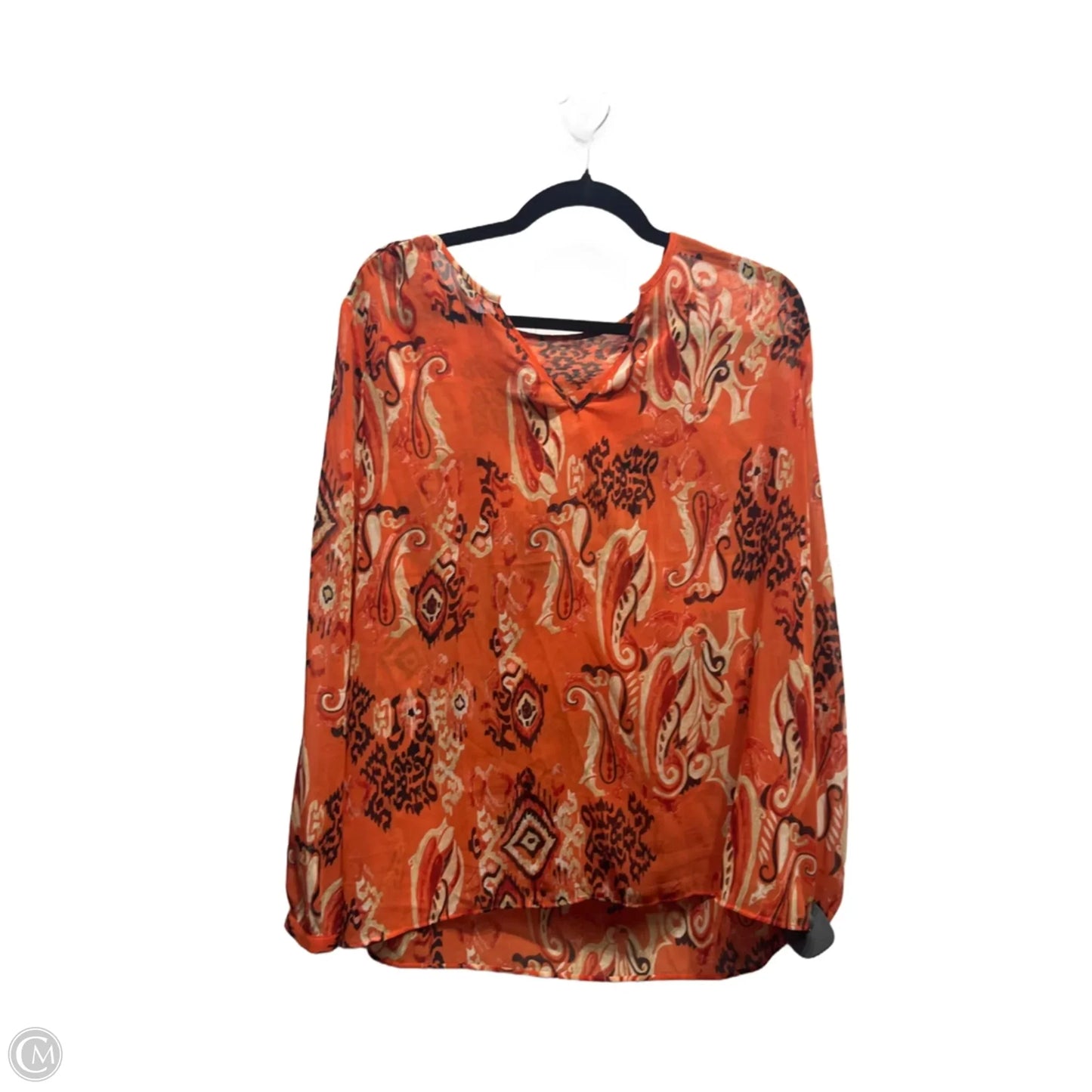 Blouse Long Sleeve By Chicos In Orange, Size: Xl