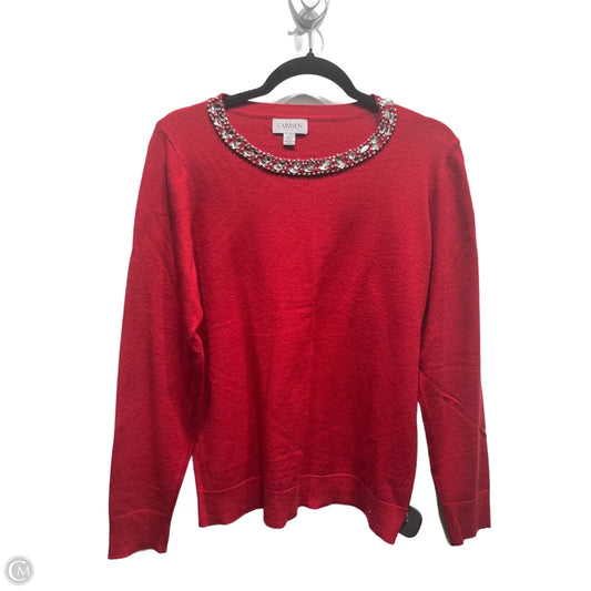 Sweater By Carmen By Carmen Marc Valvo In Red, Size: L