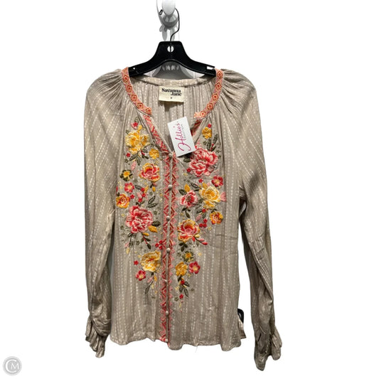Top Long Sleeve By Savanna Jane In Orange & Tan, Size: Medium