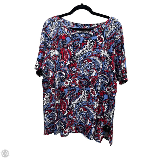Top Short Sleeve By Kim Rogers In Blue & Red & White, Size: 1x