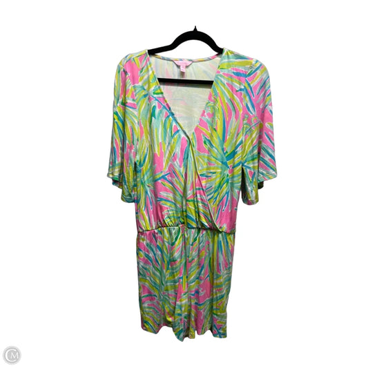 Romper Designer By Lilly Pulitzer In Green & Pink, Size: M