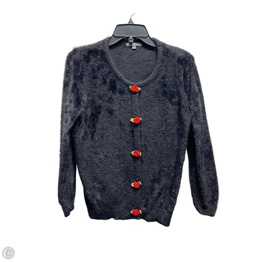 Sweater Cardigan By Adrianna Papell In Black & Red, Size: M