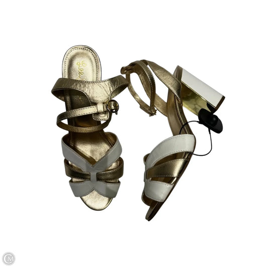 Sandals Designer By Lilly Pulitzer In Gold & White, Size: 8.5