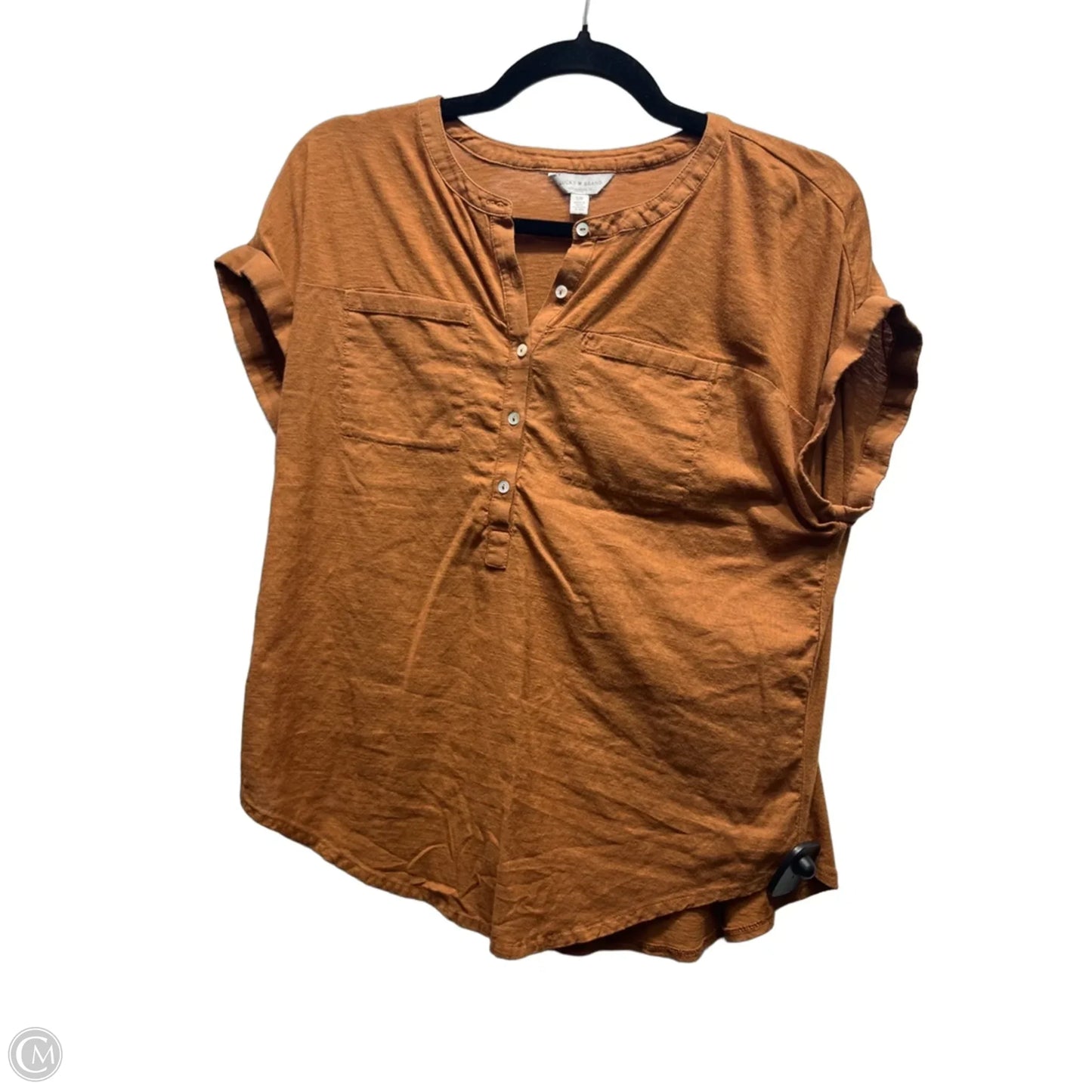 Top Short Sleeve By Lucky Brand In Tan, Size: S