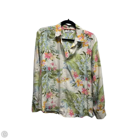 Top Long Sleeve By Tommy Bahama In Green & Pink, Size: L