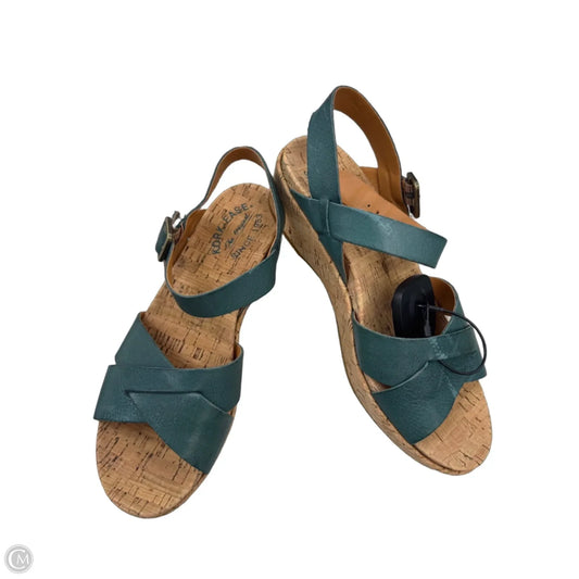 Sandals Heels Wedge By Kork Ease In Green, Size: 7