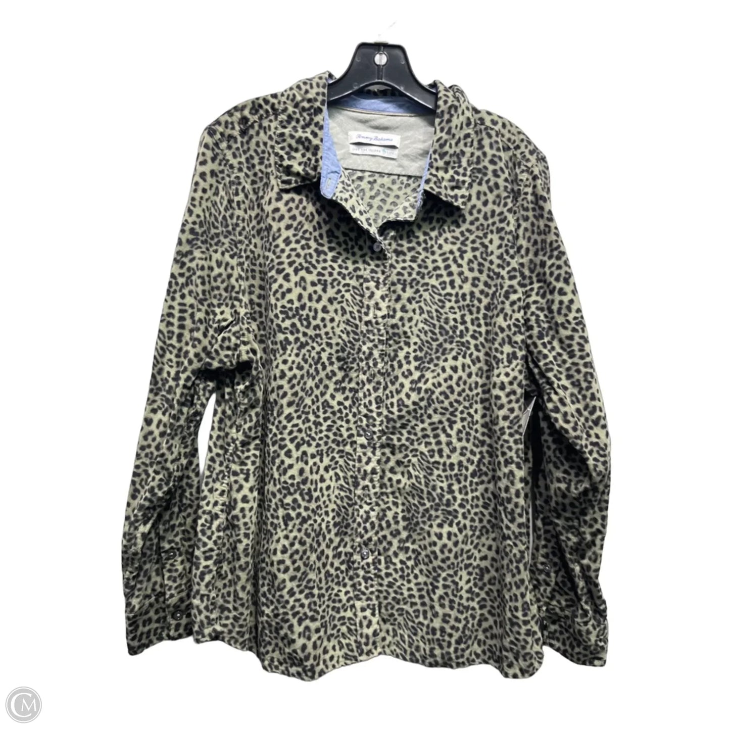 Top Long Sleeve By Tommy Bahama In Black & Green, Size: Xl