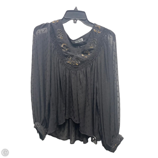 Blouse Long Sleeve By Zara In Black, Size: S