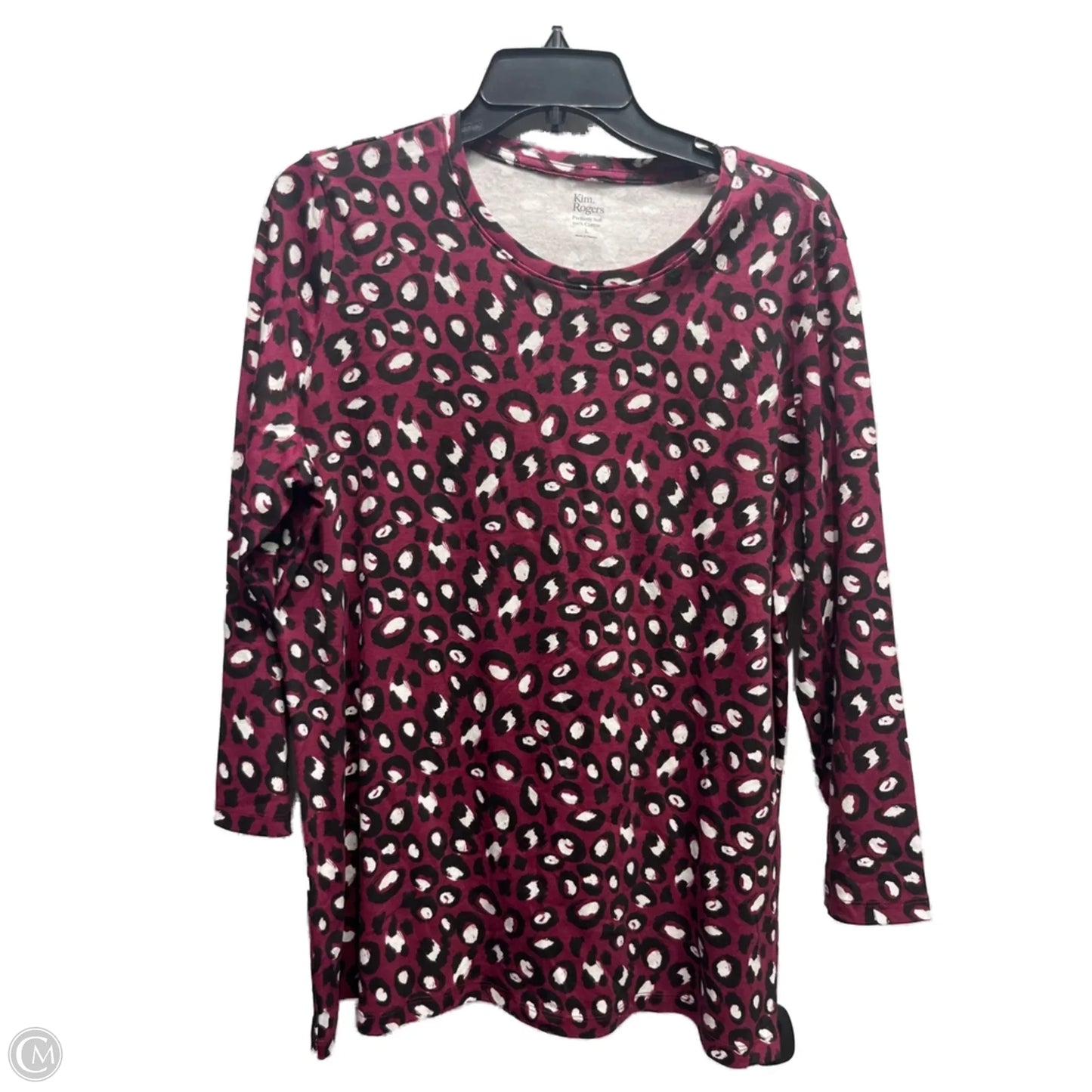 Top Long Sleeve Basic By Kim Rogers In Red & White, Size: L