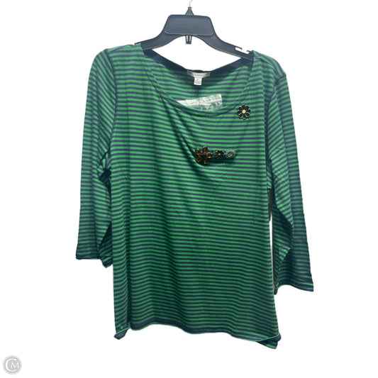 Top Long Sleeve By Isaac Mizrahi Live Qvc In Blue & Green, Size: Xl