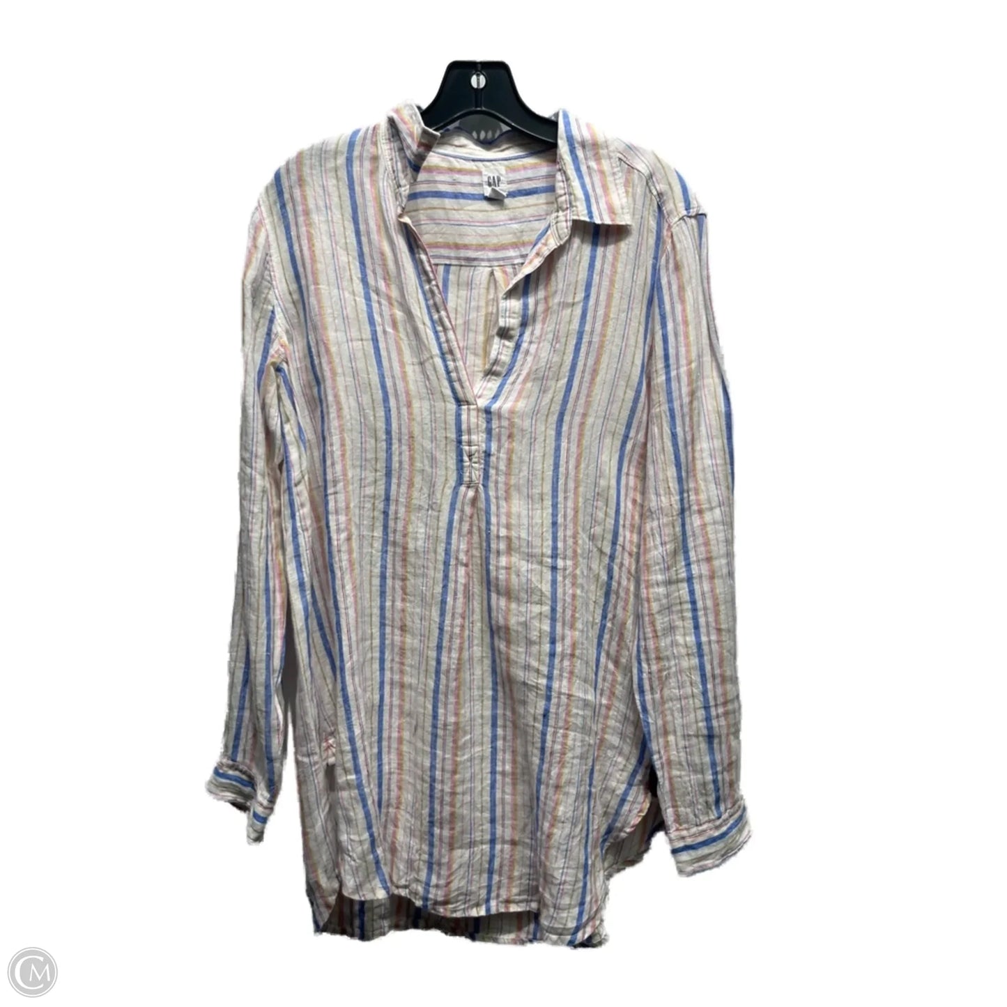 Top Long Sleeve By Gap In Blue & White, Size: S