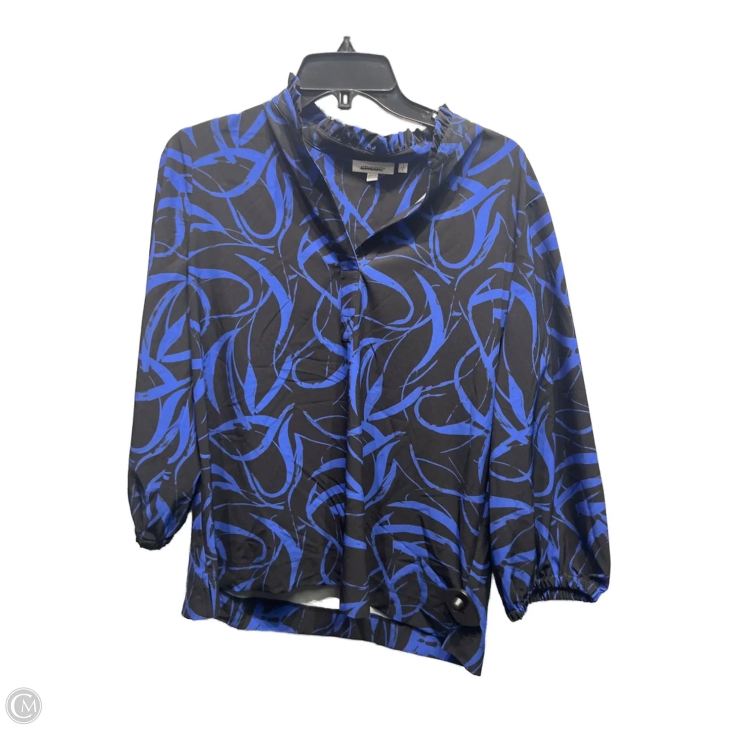 Top Long Sleeve By Chicos In Black & Blue, Size: 8