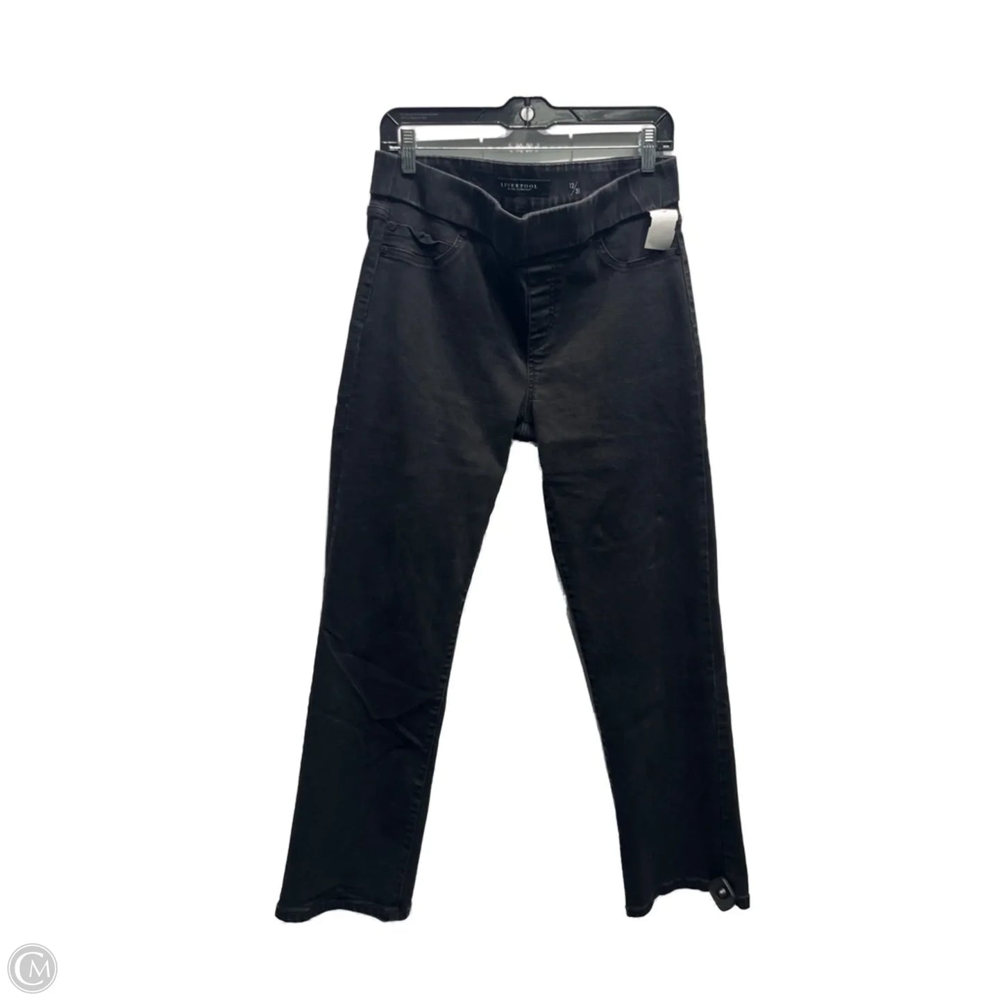 Jeans Wide Leg By Liverpool In Black Denim, Size: 12