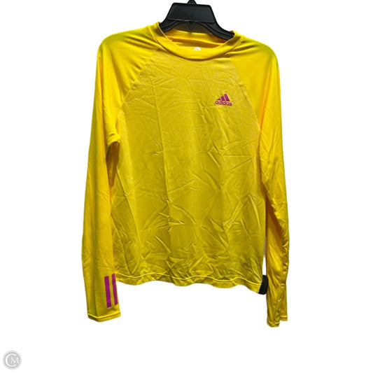 Athletic Top Long Sleeve Crewneck By Adidas In Yellow, Size: L