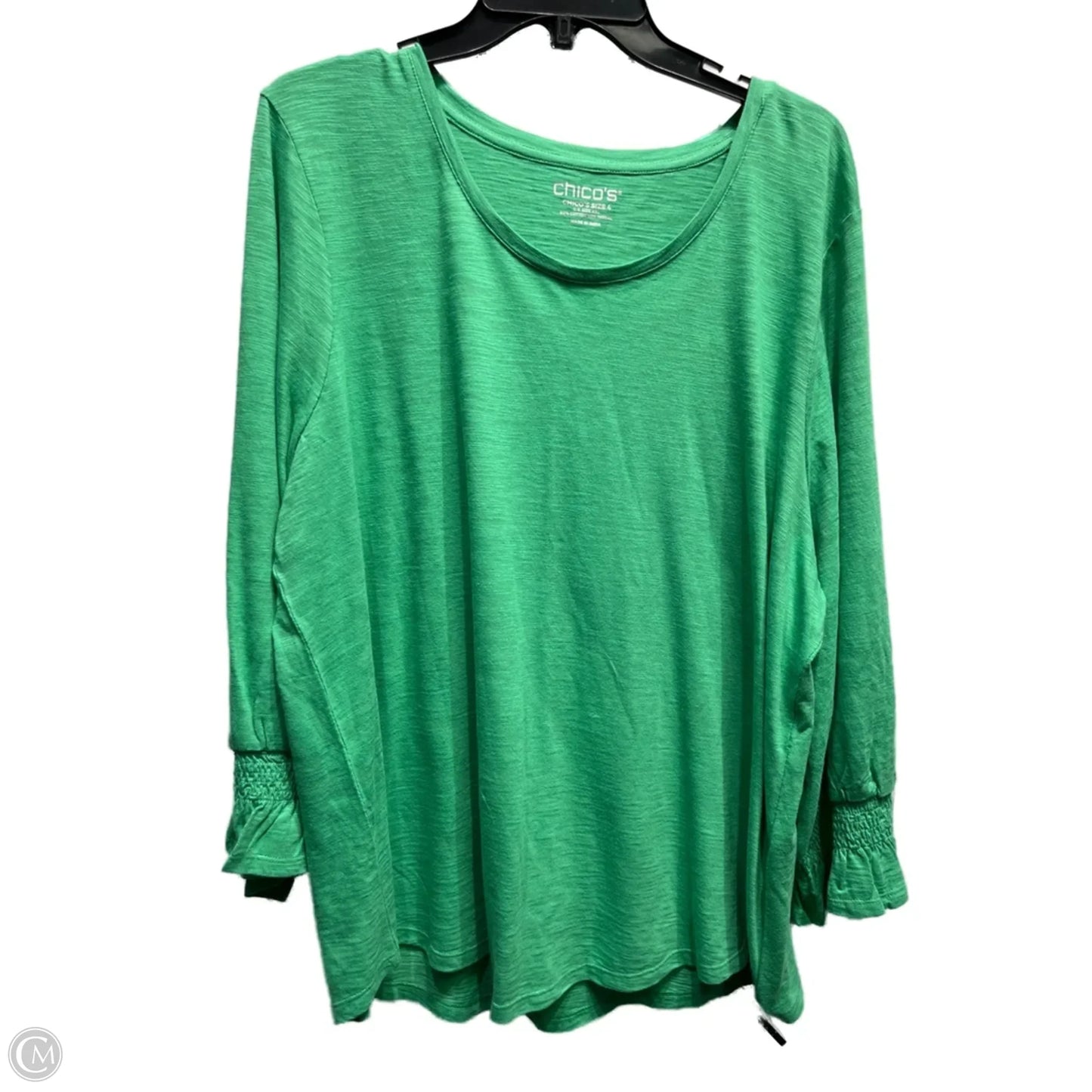 Top Long Sleeve By Chicos In Green, Size: Xxl