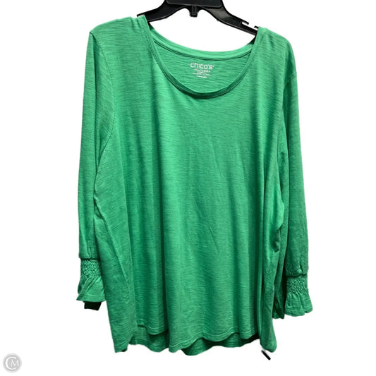Top Long Sleeve By Chicos In Green, Size: Xxl