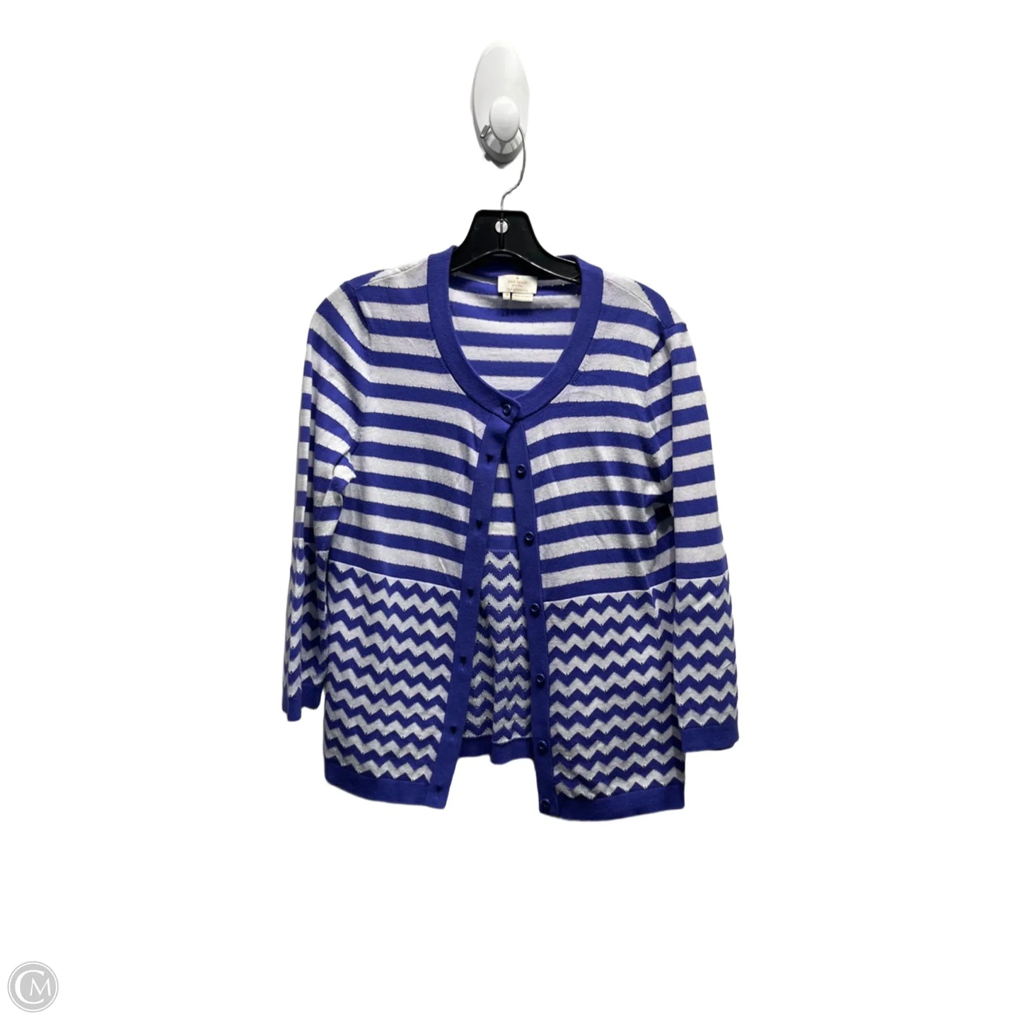 Sweater Cardigan Designer By Kate Spade In Purple & White, Size: M