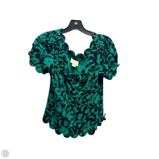 Top Short Sleeve By Maeve In Black & Green, Size: 6