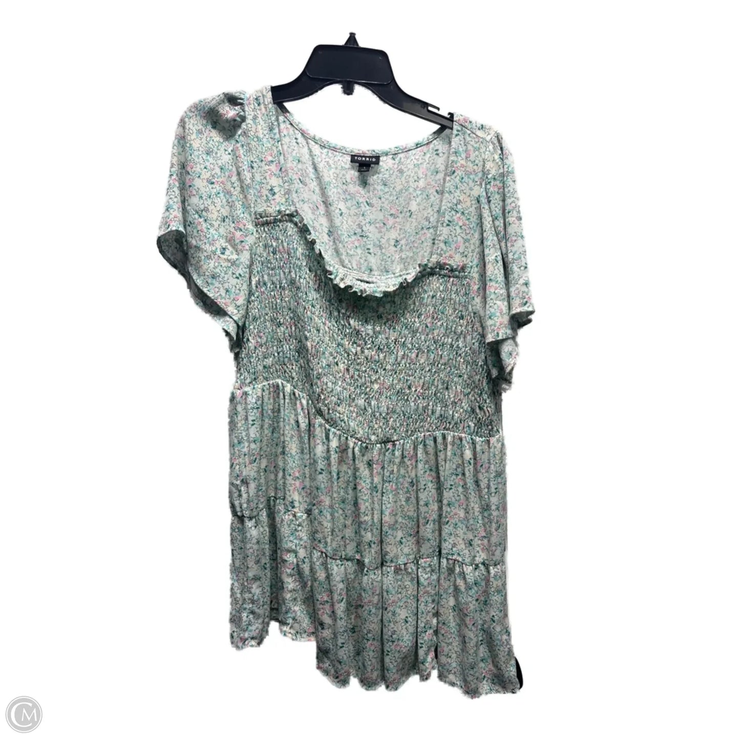 Top Short Sleeve By Torrid In Green & Pink, Size: 1x