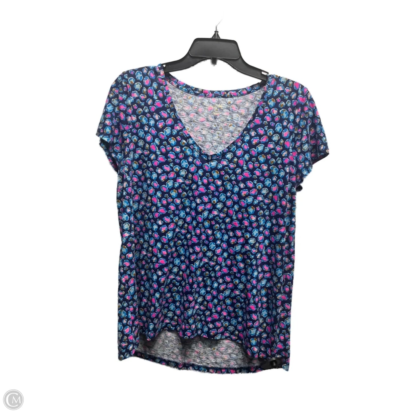 Top Short Sleeve Designer By Lilly Pulitzer In Blue & Pink, Size: M