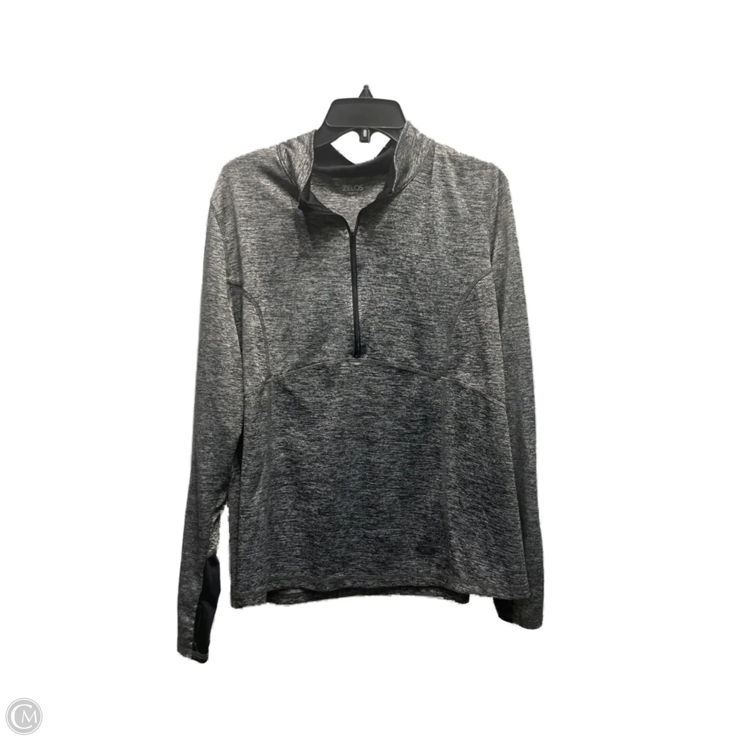 Top Long Sleeve By Zelos In Black & Grey, Size: 2x