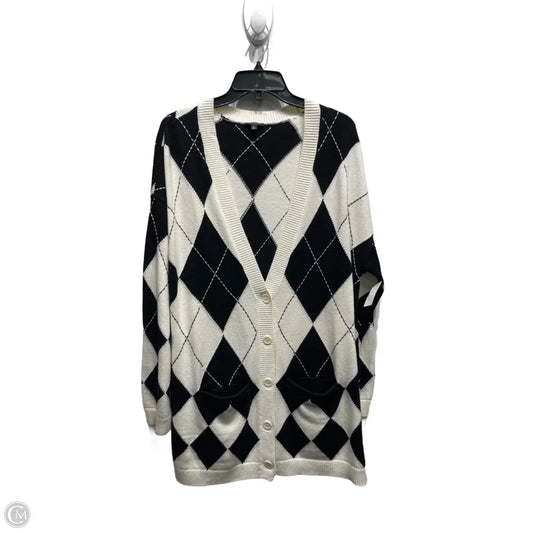 Sweater Cardigan By Talbots In Black & White, Size: Xl